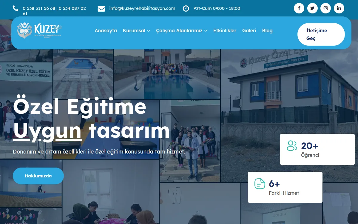 Kuzey Rehabilitasyon — Kurumsal Web Sitesi proje görseli