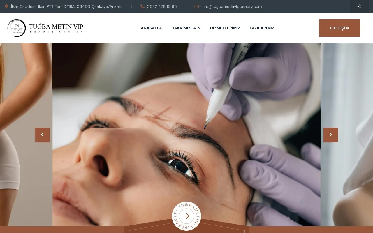 Tuğba Metin VIP Beauty — Kurumsal Web Sitesi proje görseli