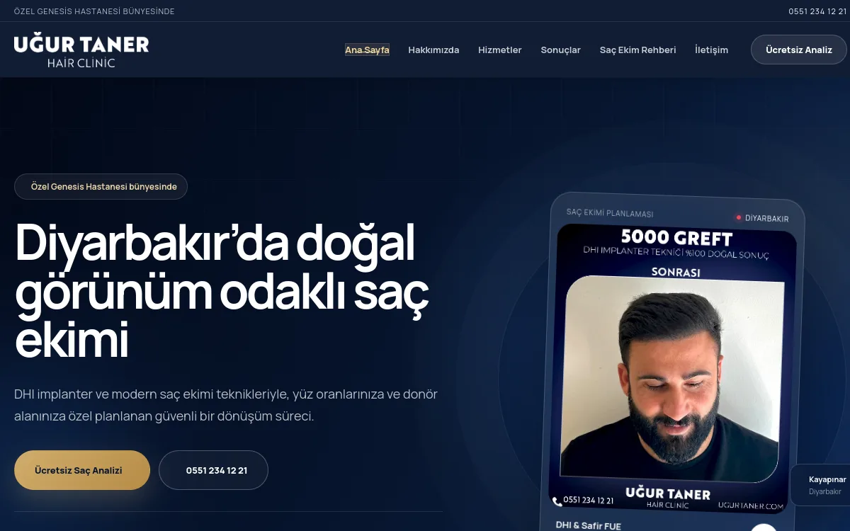 ugurtaner.com — Kurumsal Web Sitesi proje görseli