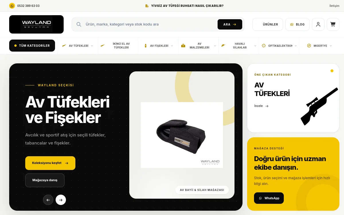 Wayland Savunma — E-Ticaret Sitesi proje görseli