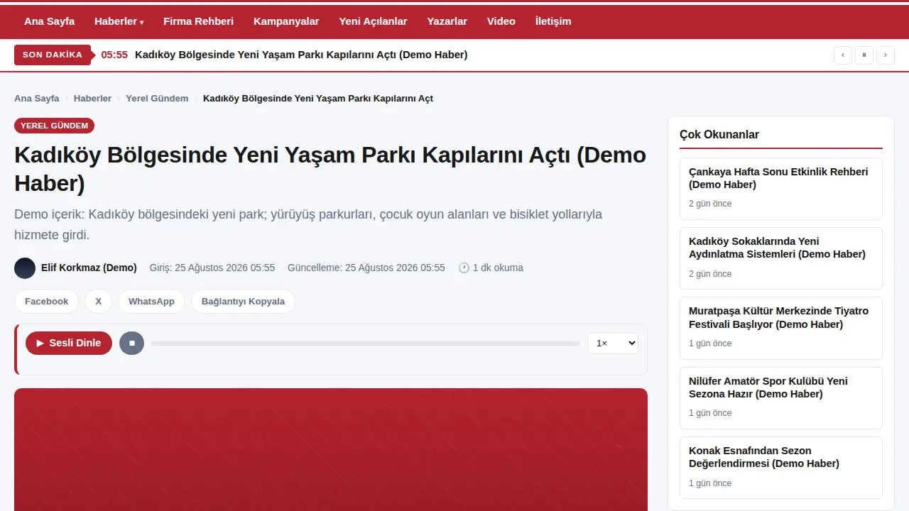 Haber detayı: sesli dinleme, paylaşım ve çok okunanlar